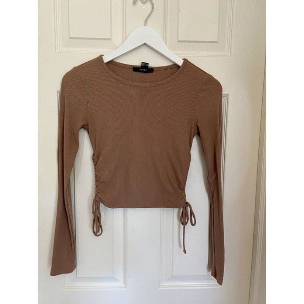 Forever 21 Brown Crop Top-Long Sleeved (Small)
